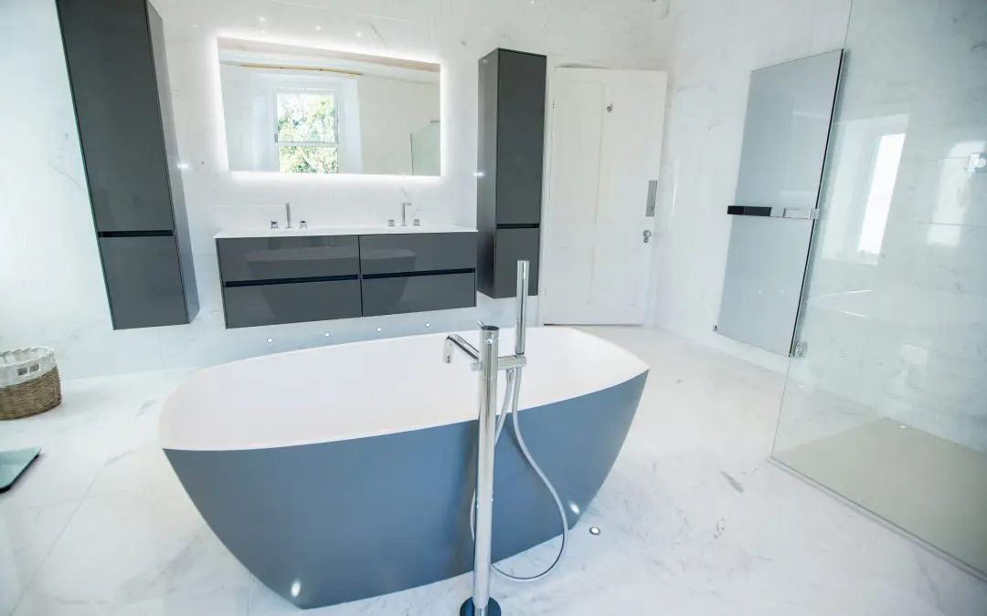 Marble Bathroom Featuring Adamsez Bath